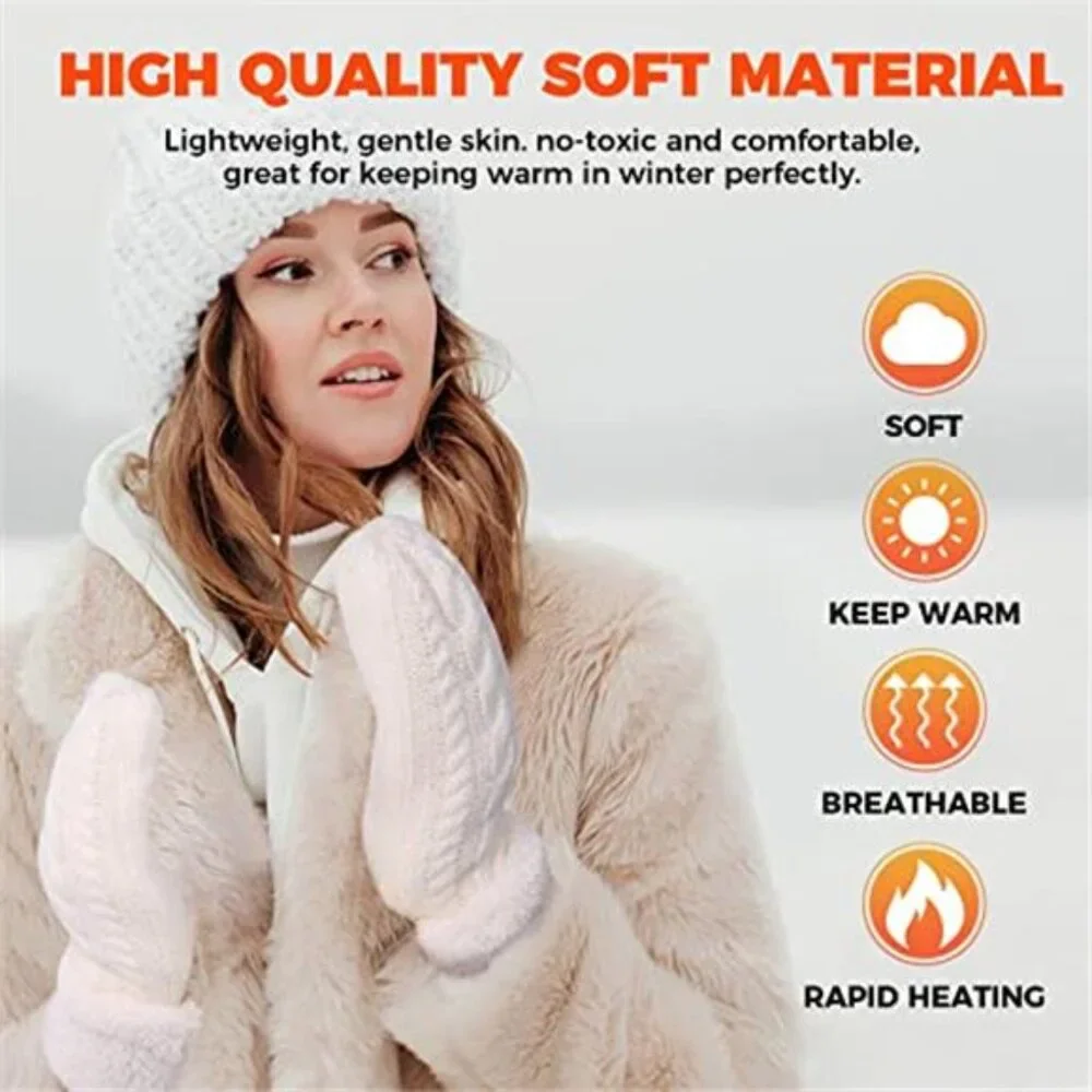 Women's Winter Warm Mittens Cozy Thick Knitted Gloves